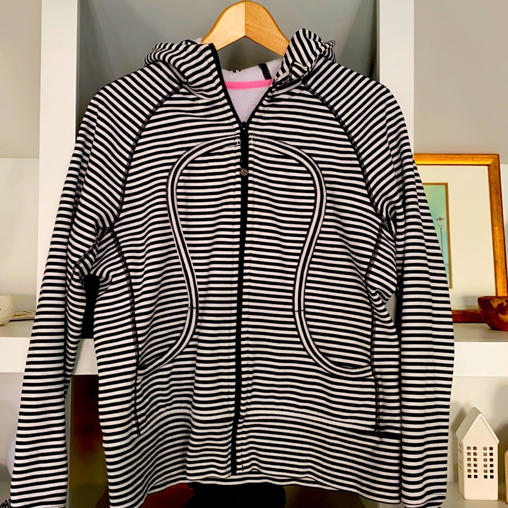 Lululemon black and white striped scuba hoodie